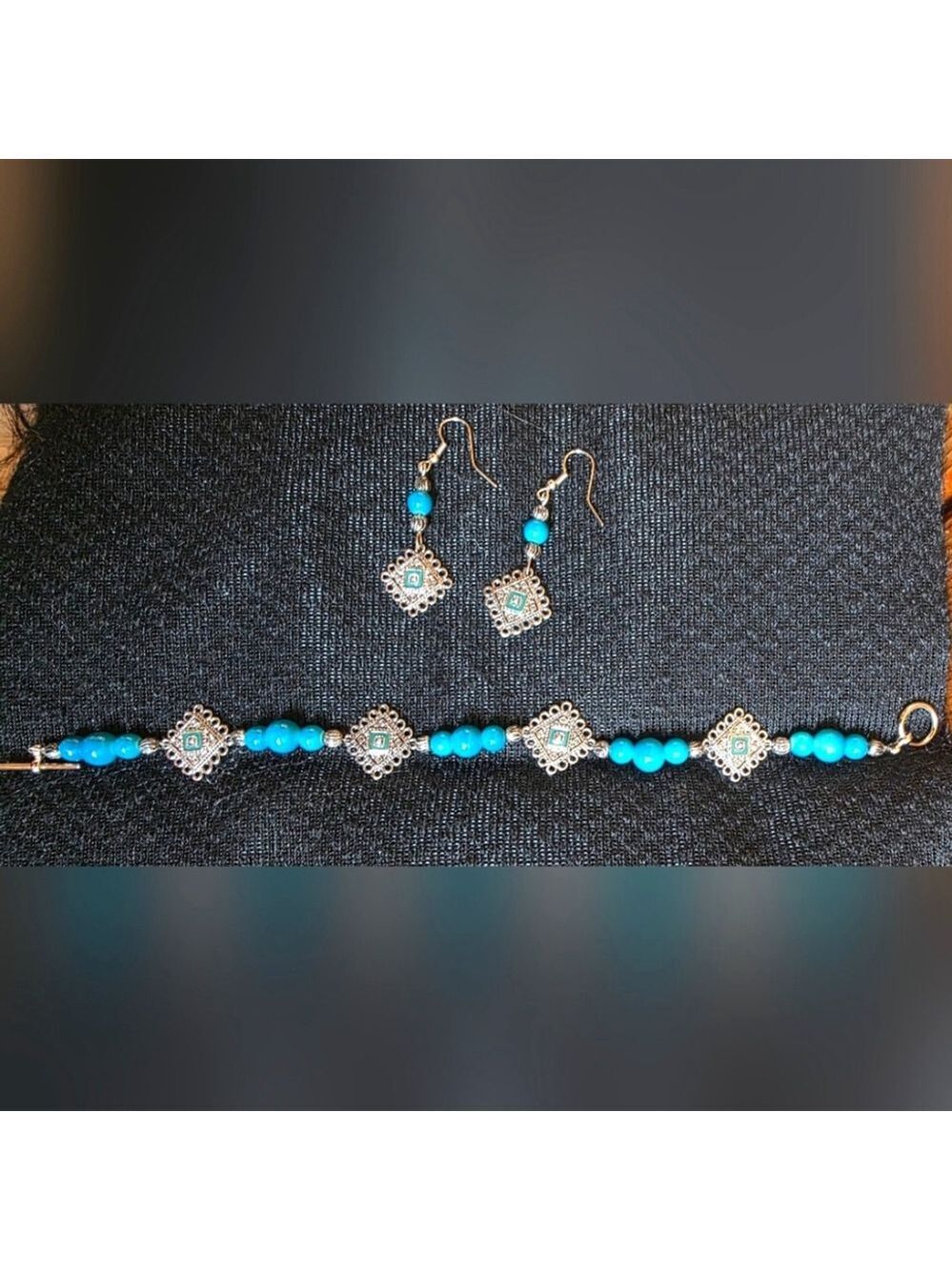 Blue Beaded Jewelry Set